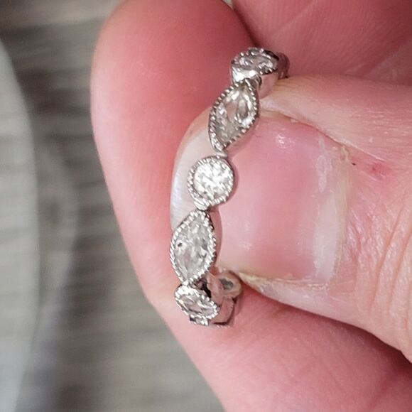 Full Eternity Band with Alternating Cut Cubic Zirconia Size 8 - Picture 5 of 6